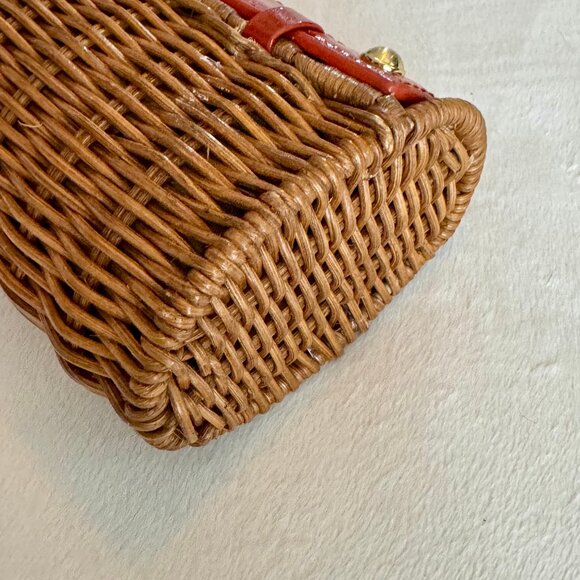 MICHAEL KORS - Santorini Wicker Rattan Orange Leather Clutch - Picture 9 of 9